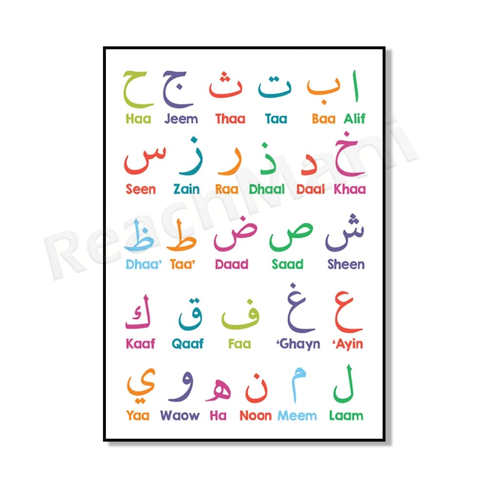 Affiche Imprimée avec Alphabet et Chiffres pour Chambre d'Enfant, Décor d'Art Mural, Arabe, Islamiqu