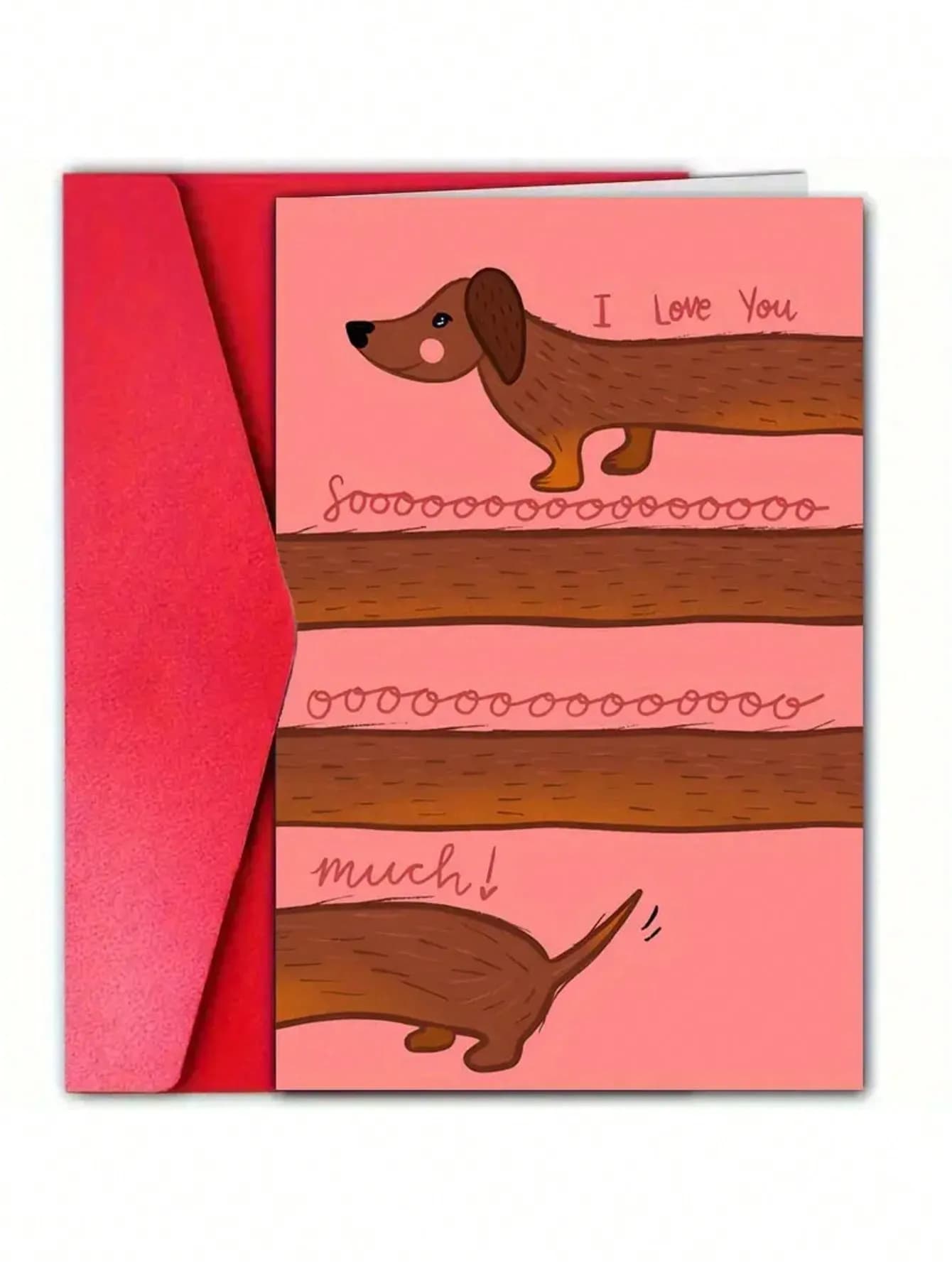 Carte de vœux de Saint-Valentin avec enveloppe, Love You So Much Design teckel, carte en papier pour