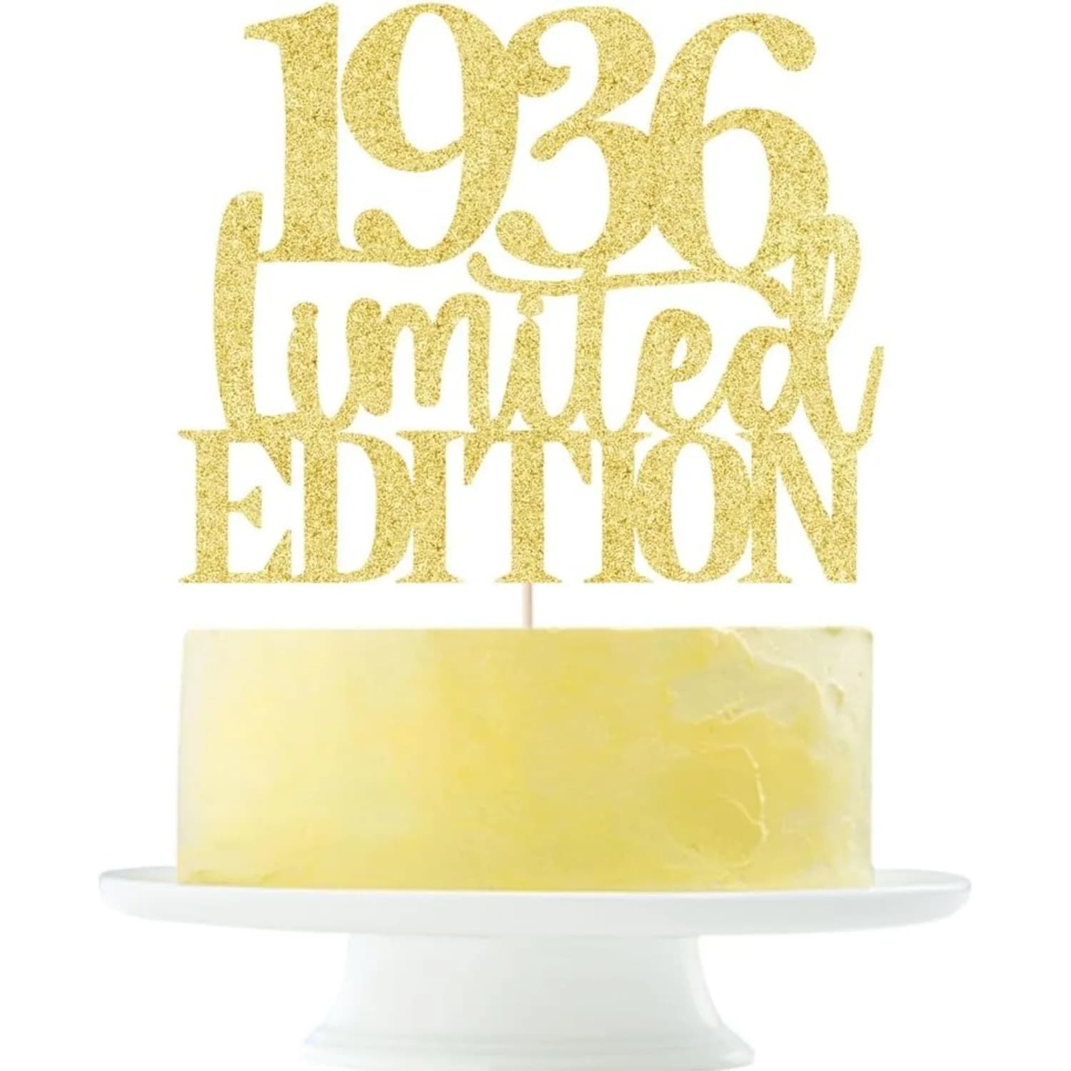 Décoration de gâteau en édition limitée 1936, décor à paillettes dorées pour 90e anniversaire, cadea