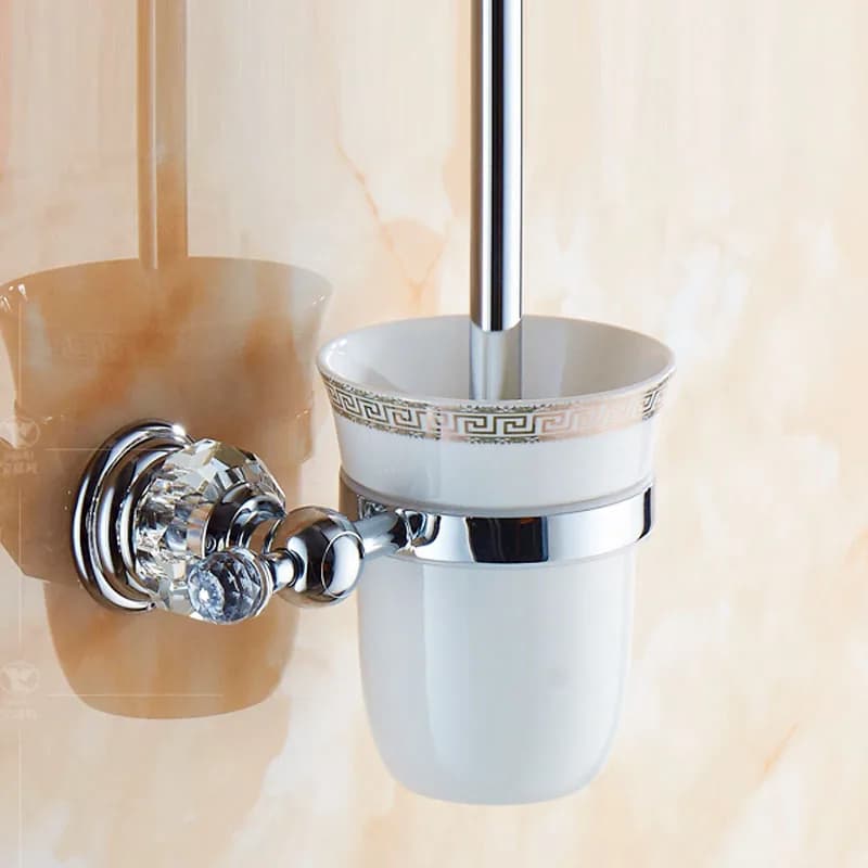Porte-brosse mural en acier inoxydable avec brosse, accessoires de toilette, design carré, noir 256