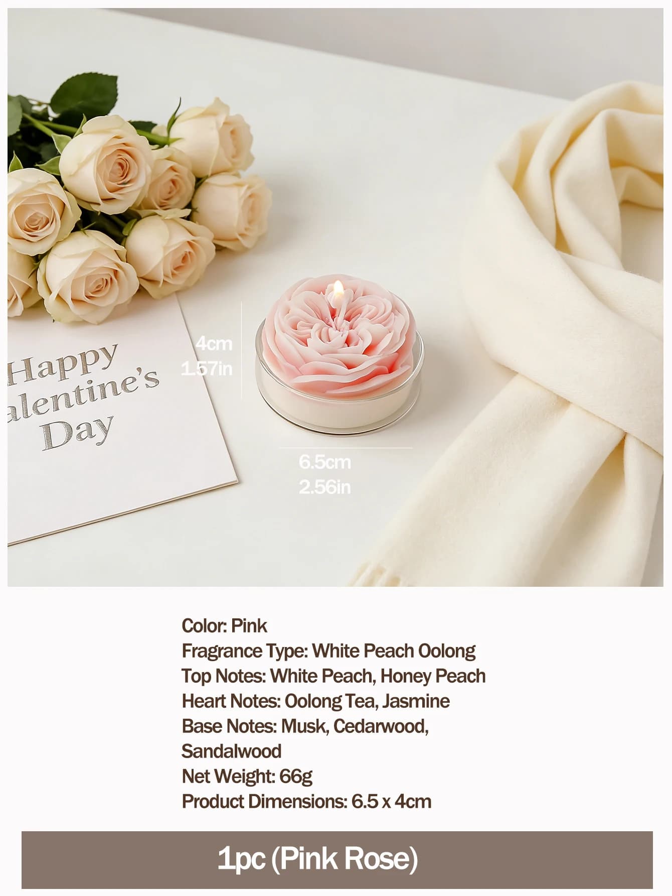 Bougie parfumée en forme de rose Austin, décoration romantique pour la maison, décoration et cadeau 