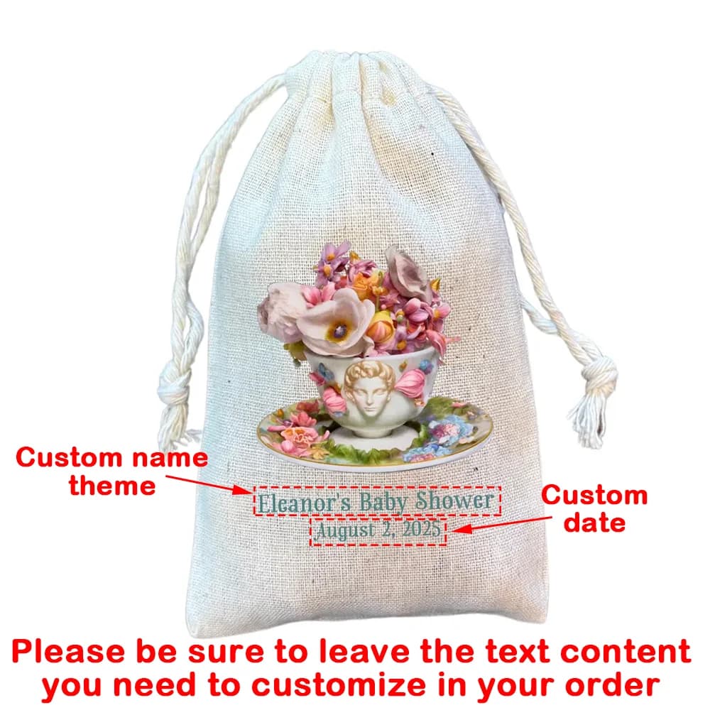 Sacs à cadeaux personnalisés pour fête de thé, sac cadeau sur le thème du thé fantaisiste pour fête 