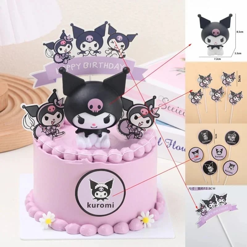 Sanrio Kuromi décoration de gâteau de fête d'anniversaire enfant joyeux anniversaire Kuromi drapeau 