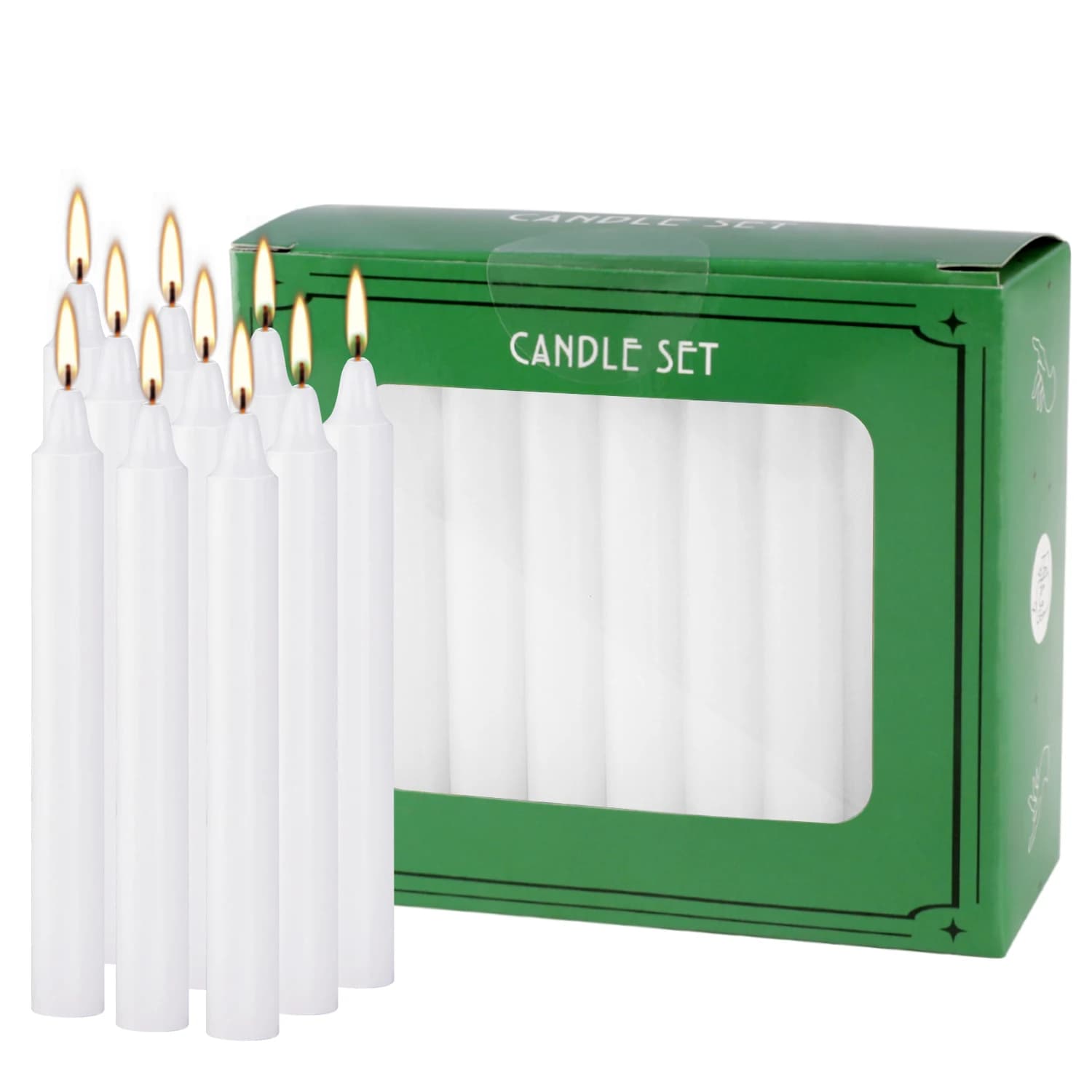 40 cires blanches de 4 pouces, sans gouttes, sans fumée, sans parfum, bougies de dîner pour la maiso