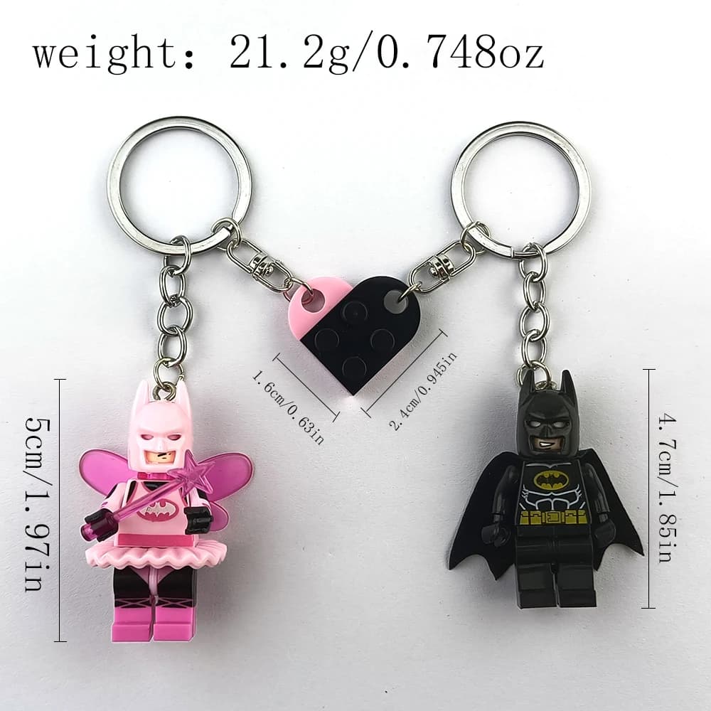Porte-clés de Couple chauve-souris 3D fait à la main, 2 pièces, pendentif de figurine féerique, port