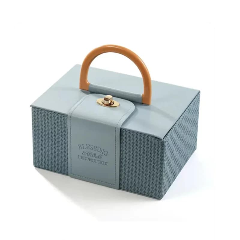 Boîte-cadeau portative en cuir de luxe léger avec RAFFIA boîtes-cadeaux portables de mariage avancé 