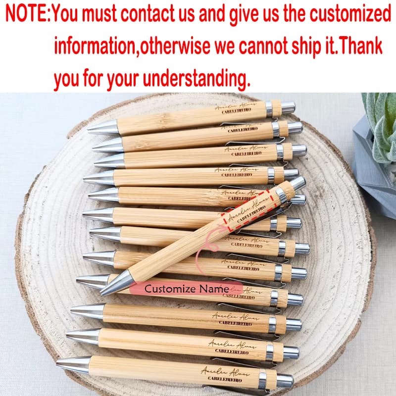 Stylos à bille en bambou avec nom personnalisé, 5 pièces, cadeaux d'appréciation pour enseignant, fa
