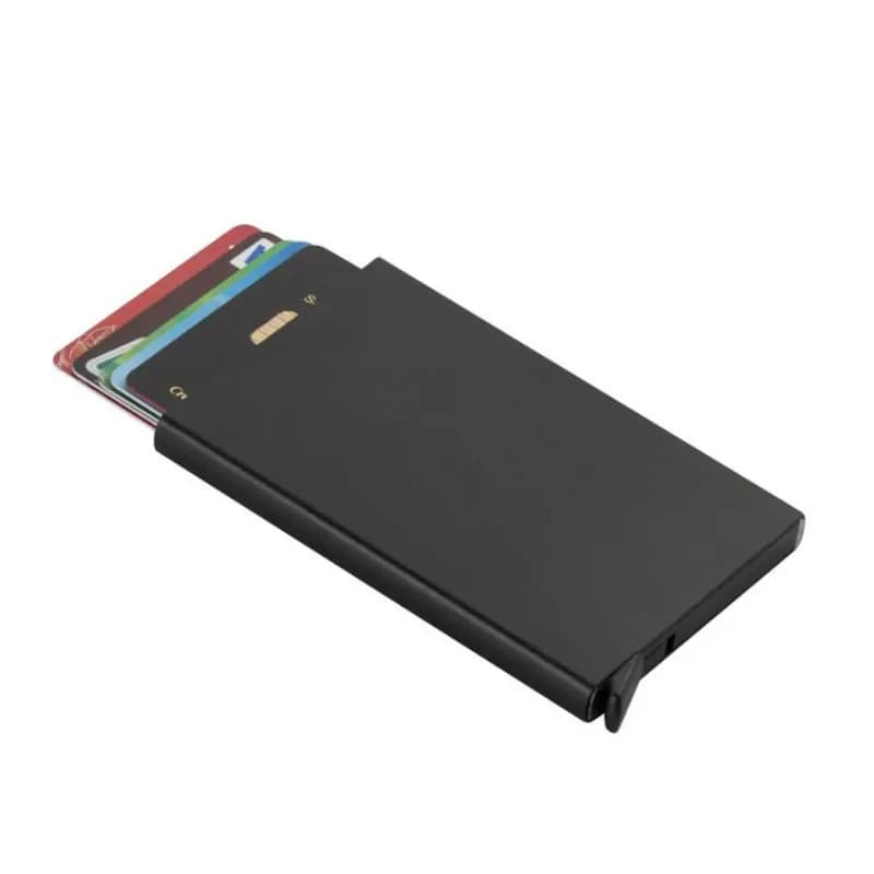 Porte-cartes à rabat automatique, pochette latérale, grande capacité, 12 fentes pour cartes, boîte à