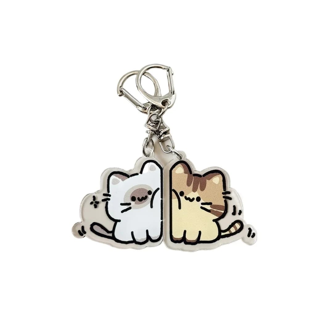 BFF chat porte-clés HD acrylique Besties cadeau mignon sac à dos charme jeton d'amitié léger