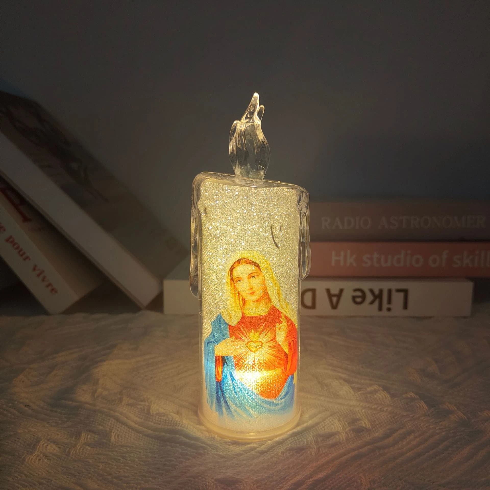 Lampe chauffe-plat électronique sans flamme, lampe Jésus Vierge Christ, LED romantique, prière dévot