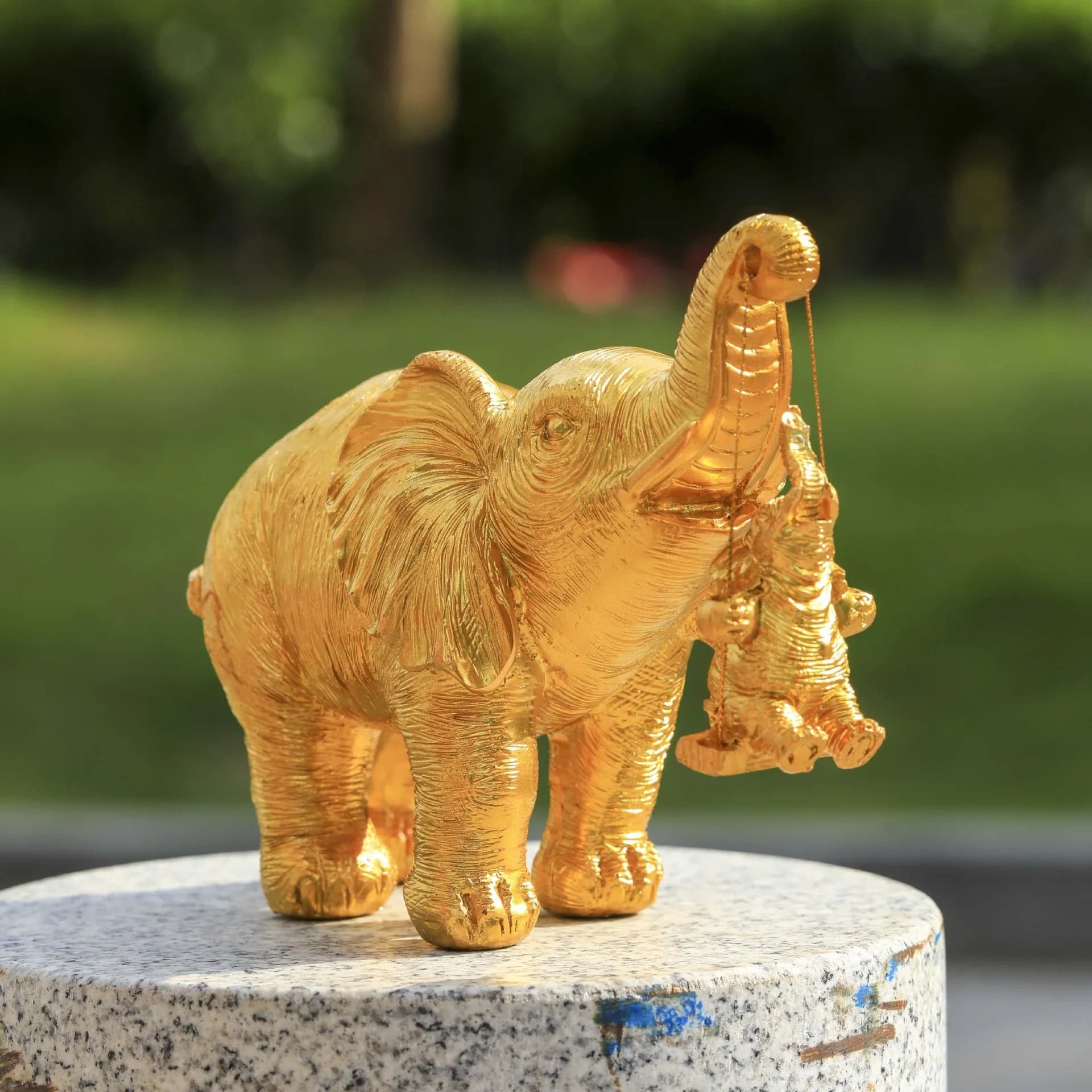 Figurine décorative éléphant de luxe, statue d'éléphant en résine dorée et argentée, cadeau porte-bo