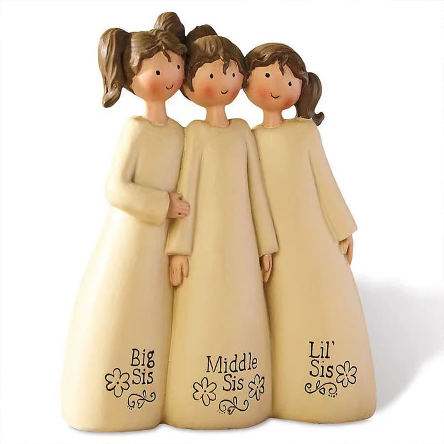 Statuette en résine Trois Sœurs, Grande, Moyenne et Petite Sœur, pour Décoration de Table à Domicile