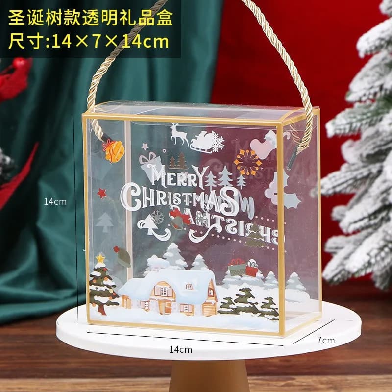 Sac à main Transparent en PET de noël, 5 pièces, biscuits cuits, flocons de neige, pâtisserie, boîte