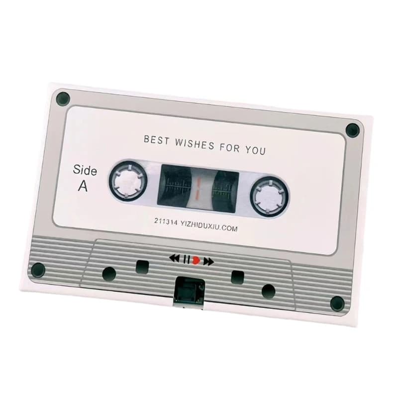 Carte de vœux artisanale surprise : Cassette enregistreuse de messages et bande vocale – Cadeau idéa