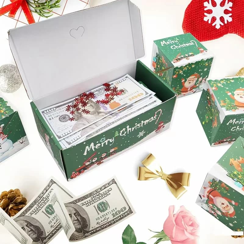 Coffret cadeau de Noël vert DIY FoldinggreenSurpriseCoffret cadeau Argent Pop Up Joyeux Noël Surpris