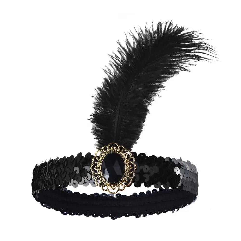 Accessoires pour cheveux plume chapeaux gland maquillage fête Cosplay robe chapeaux diamant noir mas