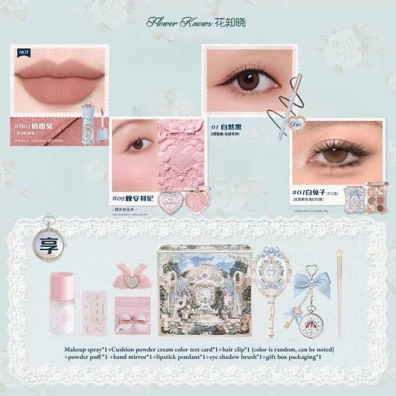 Collection Flower Know Strawberry Cupid Box : Coffret de maquillage complet, palette, poudre pressée