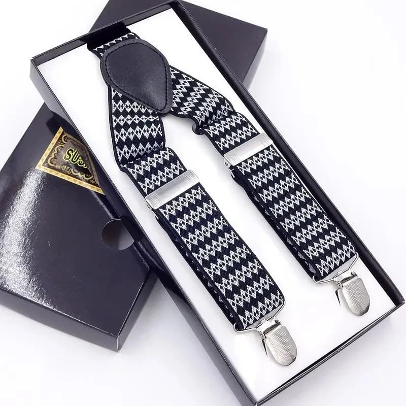 Ceinture utilitaire pour homme à haute élasticité, brodée, à trois clips, motif vague noir et blanc,