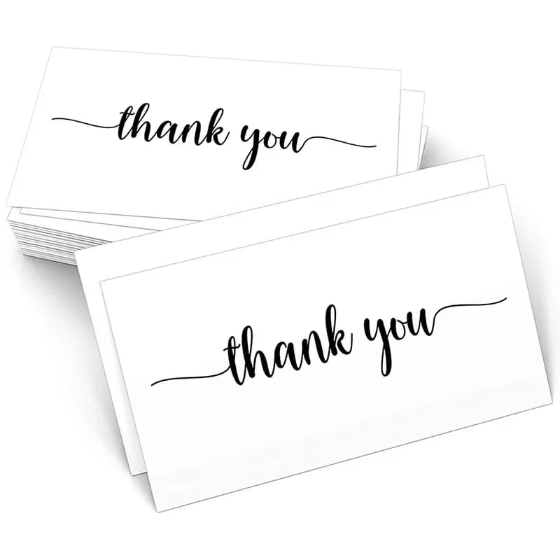 Carte de remerciement blanche pour votre commande, 50 pièces, personnalisée, écriture de votre carte