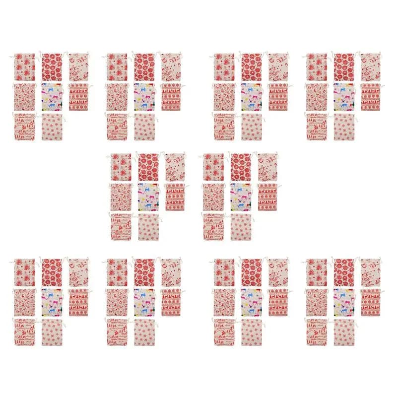 ABKW-80Pcs sacs cadeaux de noël à cordon de serrage toile de jute, pochette cadeau sacs Goody pour e