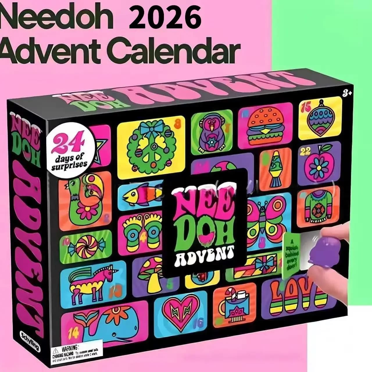 Calendrier de l'Avent Nee Doh 24 pièces, mini squishy, boîte surprise, compte à rebours de Noël, ant