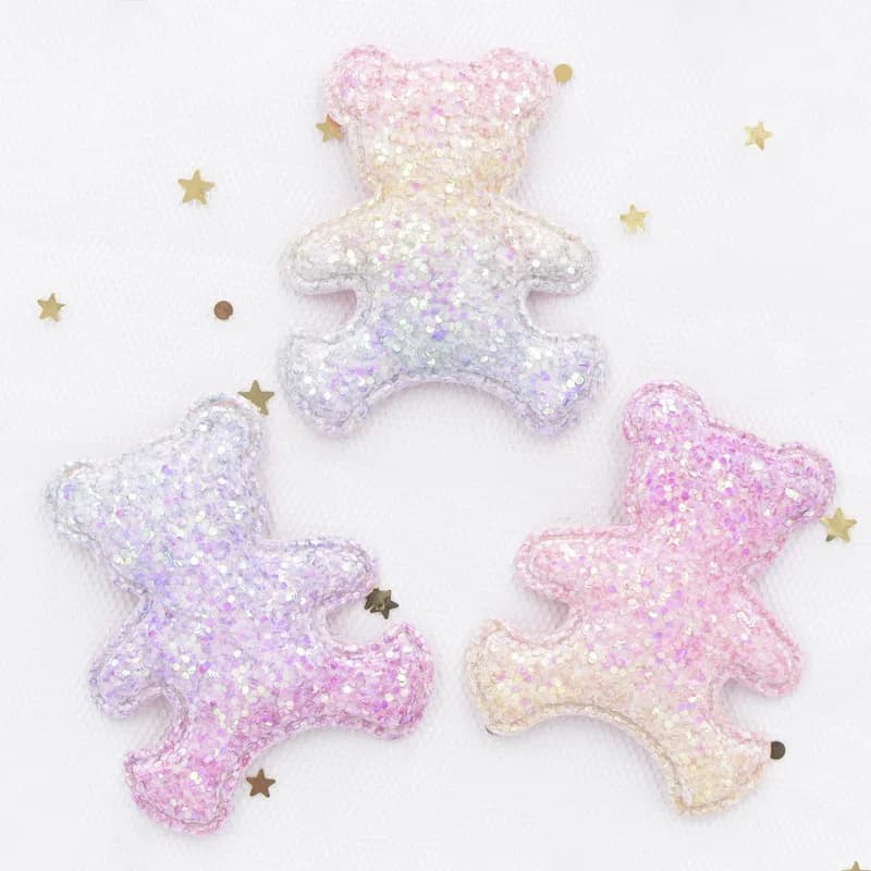 6 Pièces Accessoires Cheveux DIY Paillettes Iridescentes Appliques Ours Décoratives pour Gâteaux et 