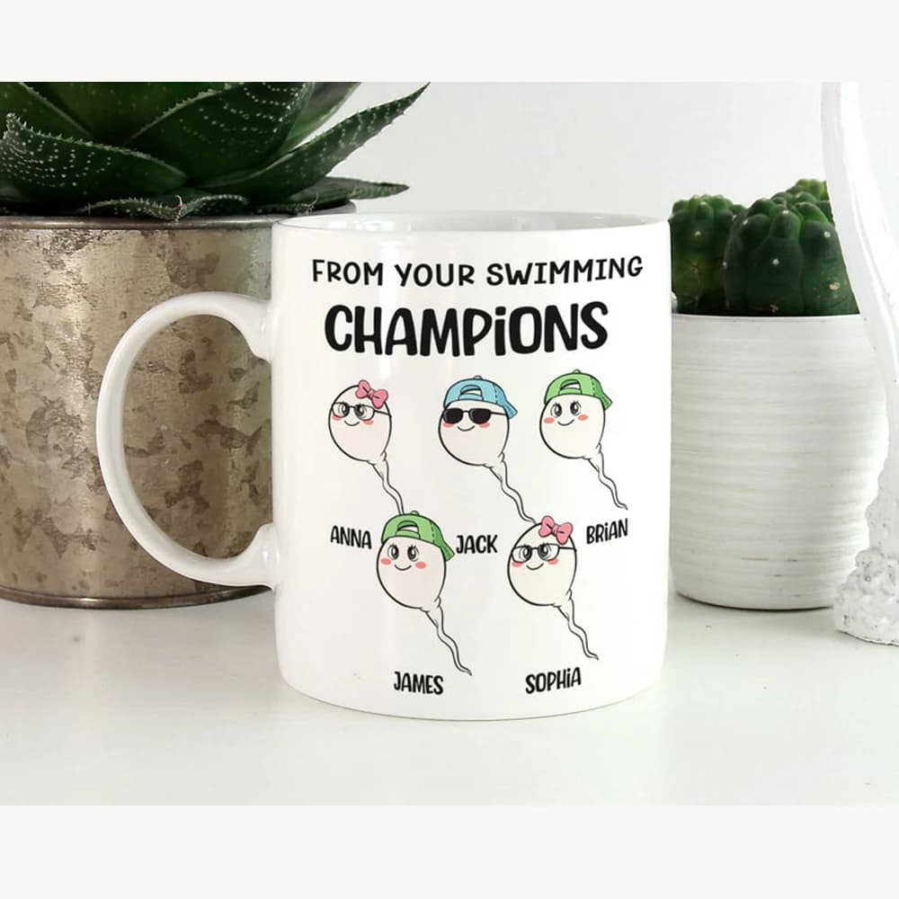 ​ Cadeau de fête des pères drôle personnalisé, tasse en céramique à motif de sperme patte créatif, c
