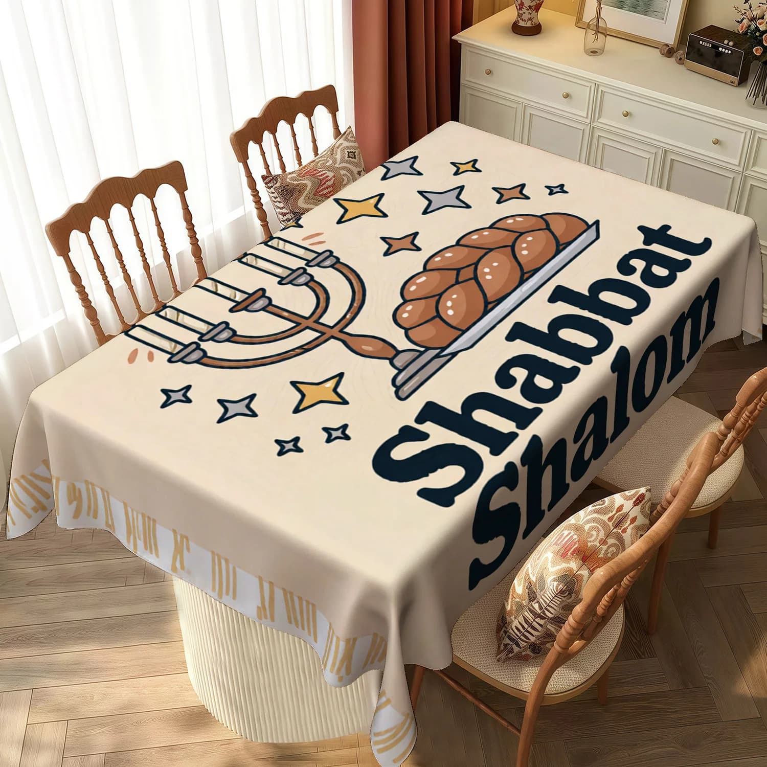 Nappe rectangulaire pour bougies de Shabbat, pour la décoration de table, maison, cuisine, salle à m