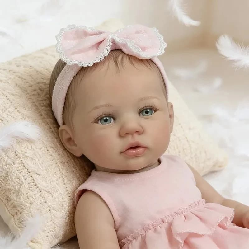 Poupée Reborn fille Abigail, corps en coton doux avec yeux bleus, 45 cm, bébé réaliste et câlin