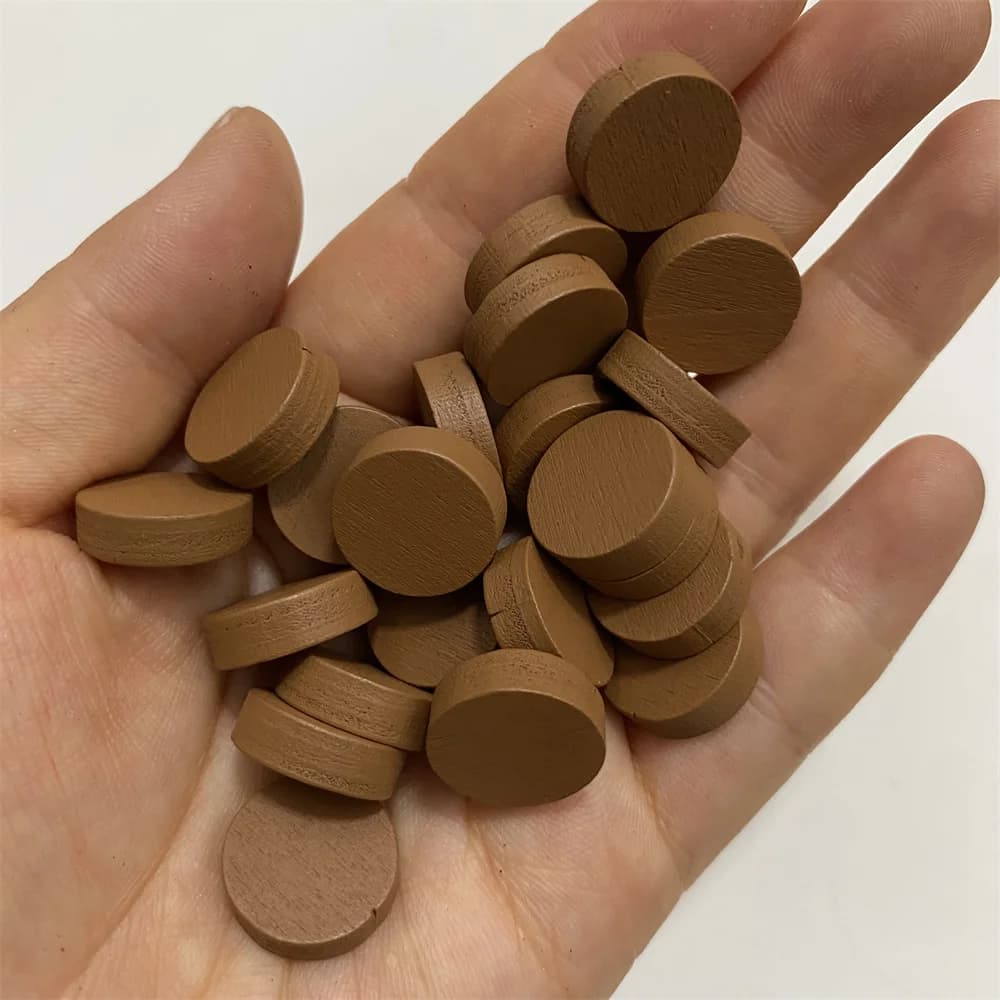 50 pièces 15*5MM 11 couleurs disque en bois pion pièces de jeu d'échecs colorés pour jetons accessoi