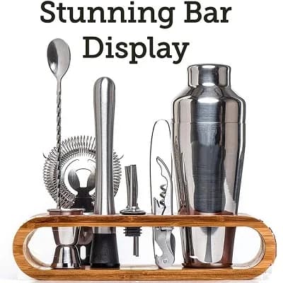Ensemble de bar à cocktails Mixology Bartender Kit : Ensemble d'outils de bar 10 pièces avec support