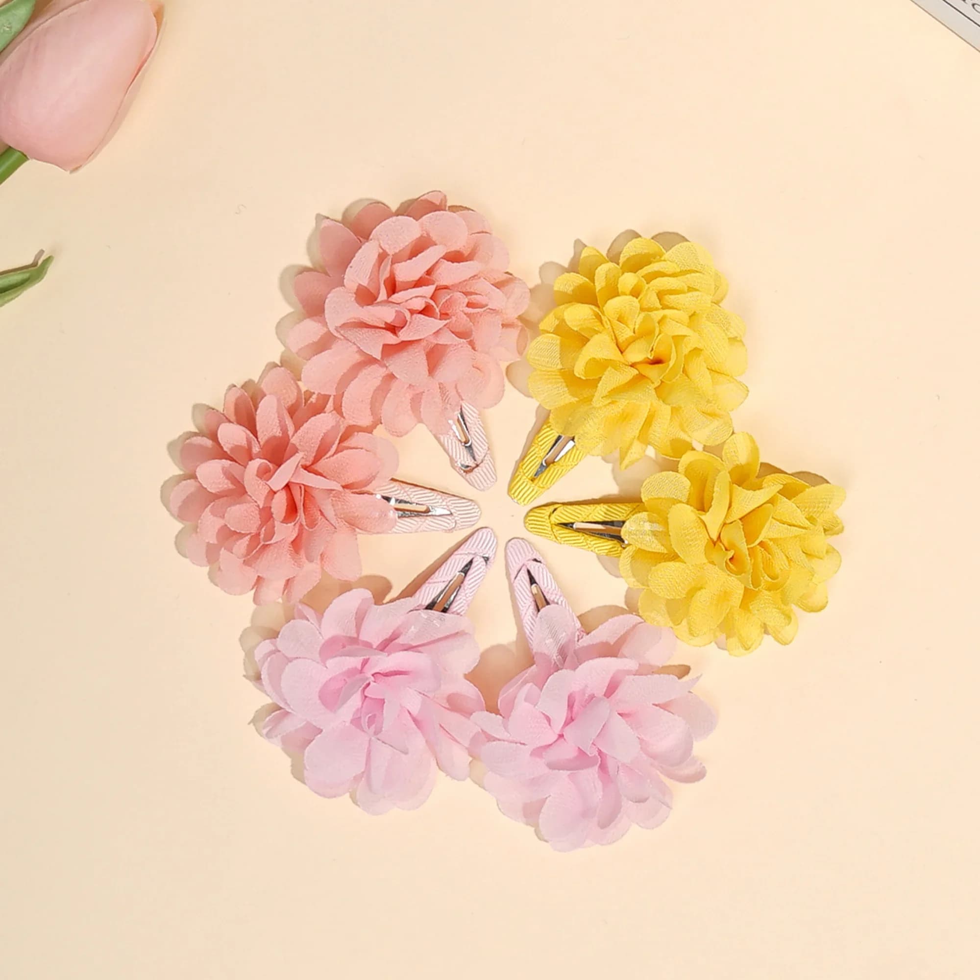 6 pinces à cheveux antidérapantes en forme de fleur en mousseline, accessoires de princesse pour fil