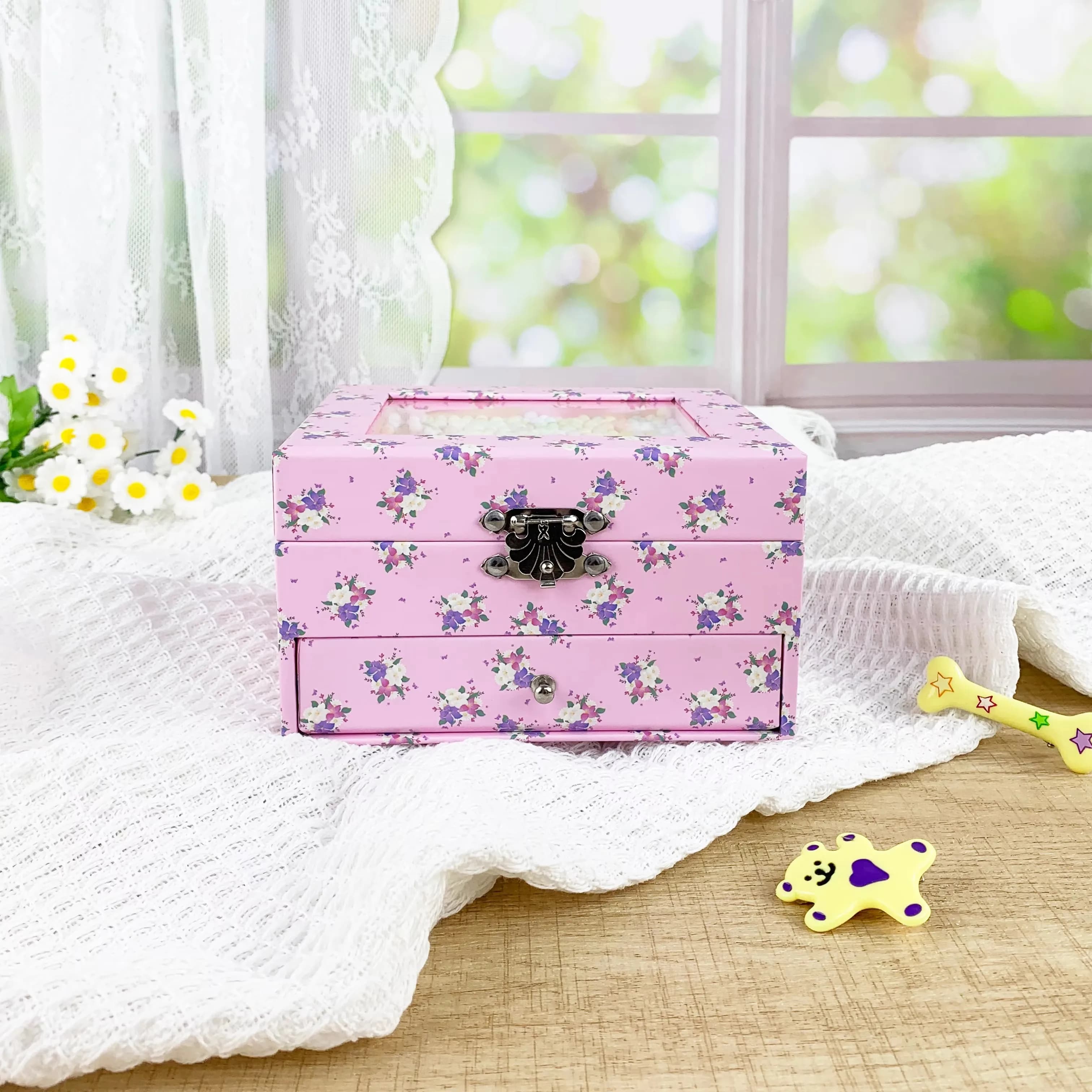 Boîte à musique rose pour femmes et filles, boîte à bijoux avec ballerine, cadeau romantique pour an