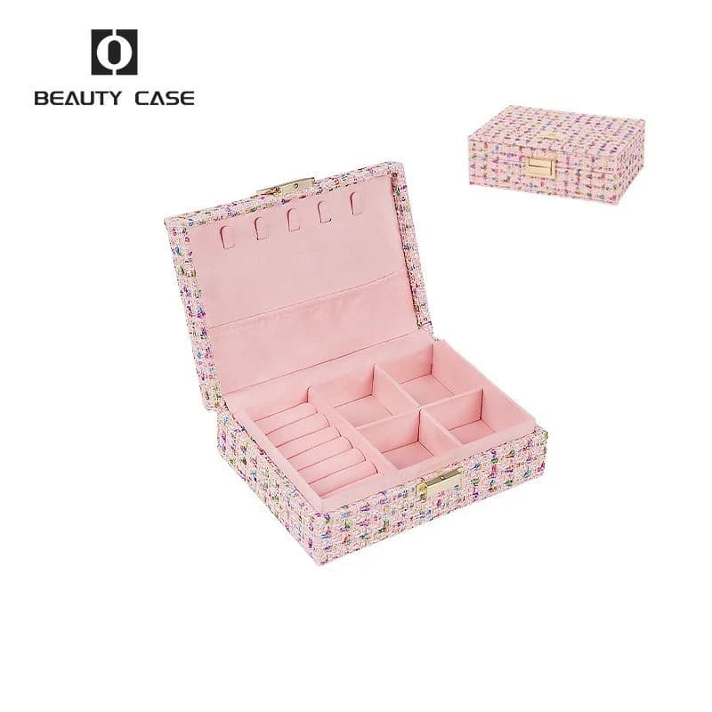 Boîte à bijoux rose de luxe grande capacité, spéciale pour les artistes maquilleurs, étui de rangeme