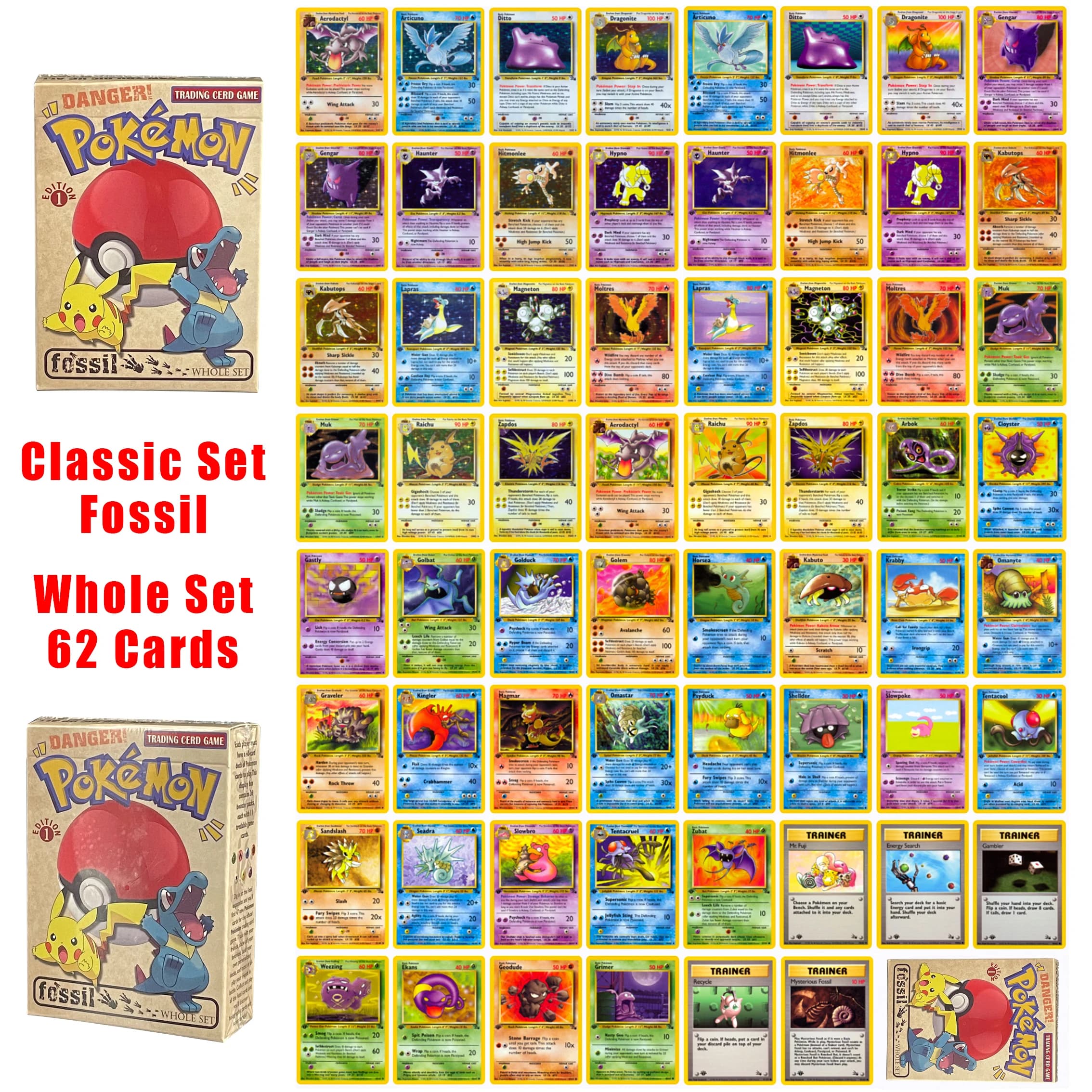 PKM Card PTCG Vintage Ensembles complets Jungle/Fossil/Base Set/Team-Rocket Ensembles de boîtes à co