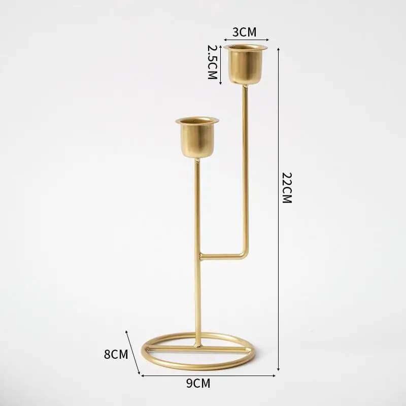 Support à bougie en fer élégant avec base dorée pour la décoration de la maison