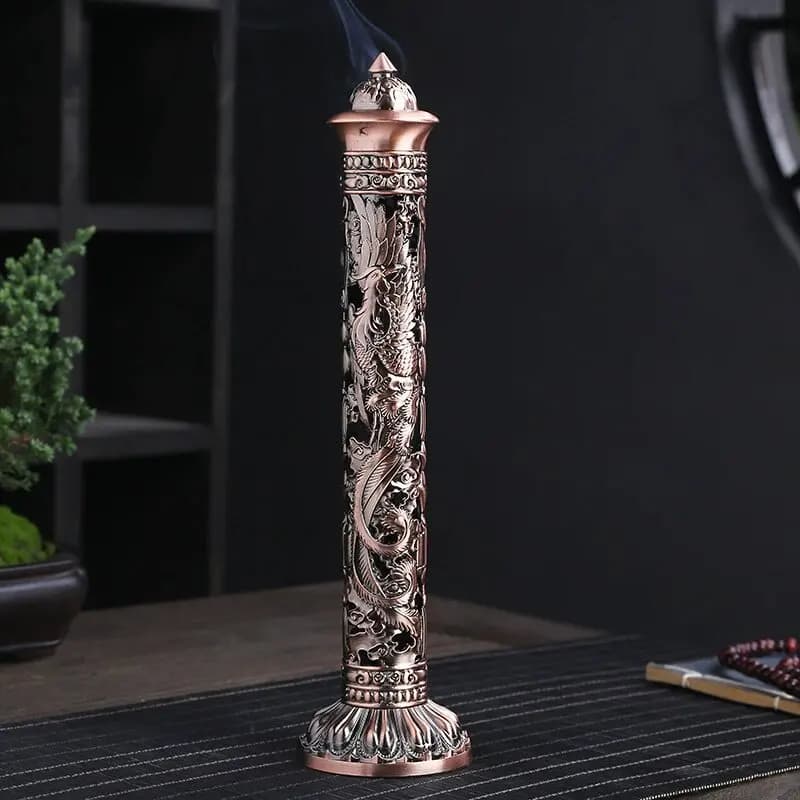 Brûleur d'encens japonais rétro, Sutra du Cœur de Bouddha, Dragon Phénix, support d'encens en métal,