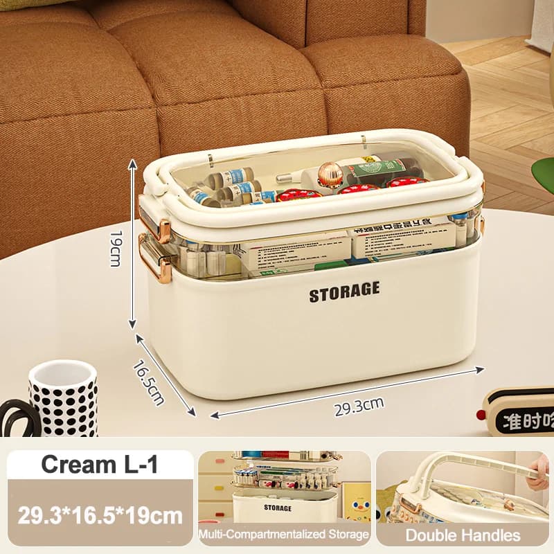 Boîte de rangement de médicaments familiaux de grande capacité à 3/4 couches, Kit de premiers secour