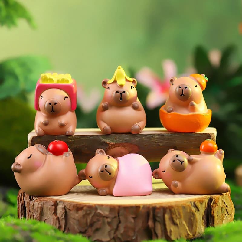 Boîte aveugle de Capybara de dessin animé, Simulation de Mini figurines d'action de Capybara, poupée