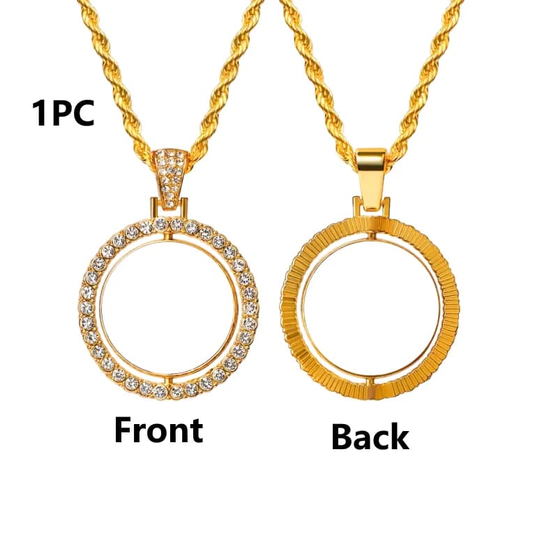 Personnalisé 360 °   Collier photo rotatif, collier photo personnalisé double face, cadeau photo per
