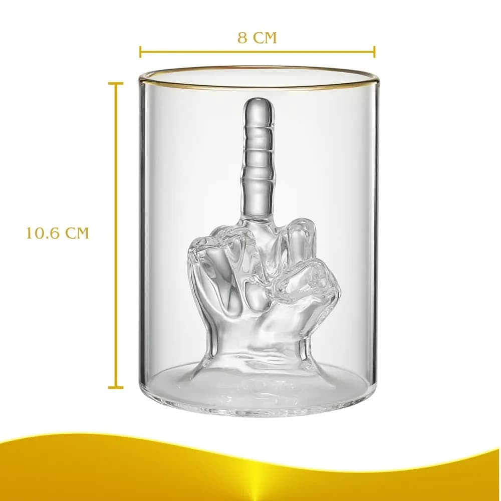 Cadeau amusant pour hommes et femmes, verre à whisky avec doigt d'honneur, ensemble cadeau 12,5 oz, 