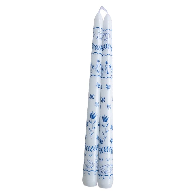 Bougies longues chinoises peintes à la main en porcelaine bleue et blanche, 2 pièces, bougies parfum