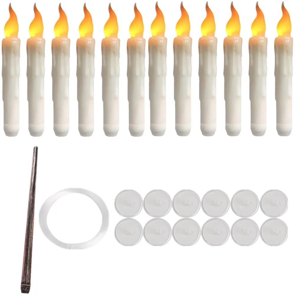 Bougies flottantes LED pour Halloween, avec baguette magique, à piles à distance, bougies flottantes