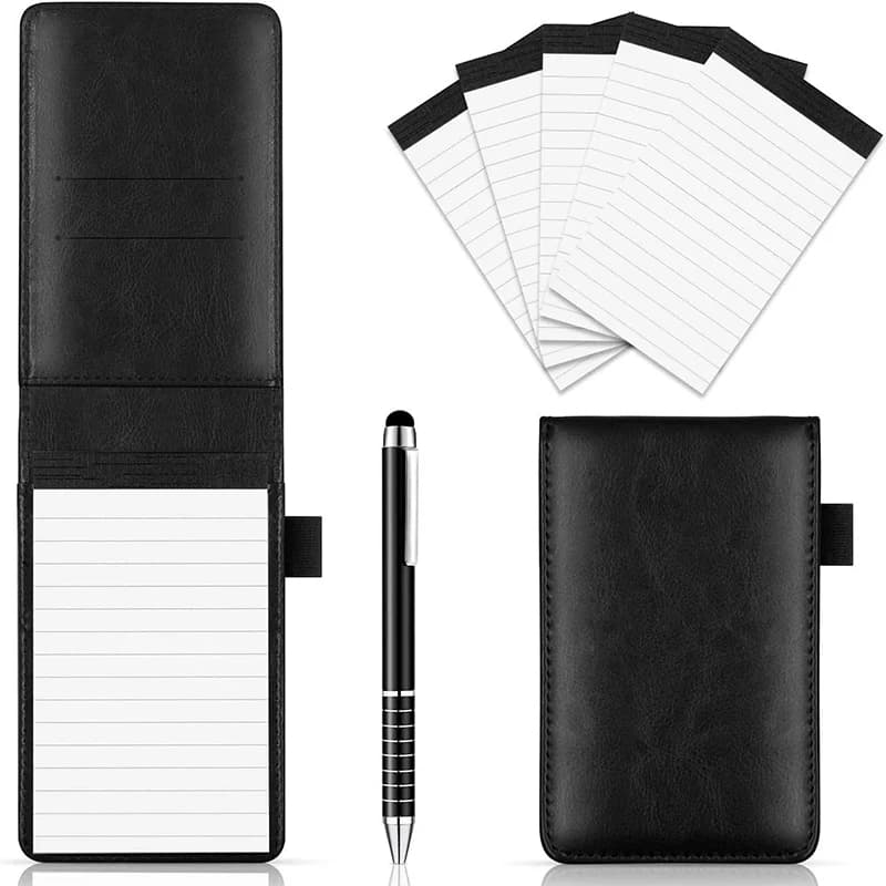 Ensemble de support de bloc-notes de poche, avec stylo, Mini carnet de notes Portable en cuir, bloc-