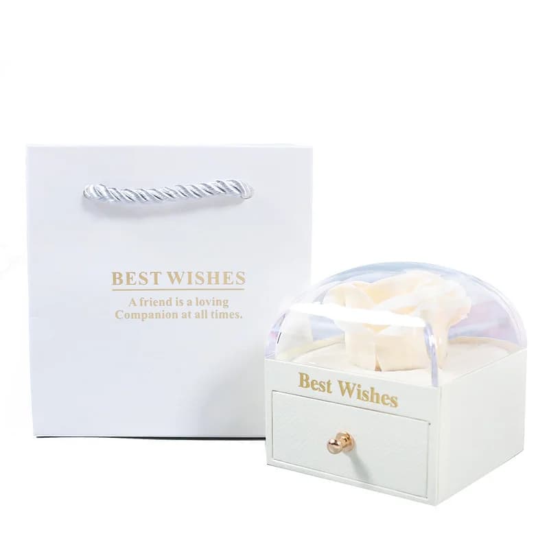 Coffret Cadeau Rose pour Bague, Boucles d'Oreilles, Pendentif, Fleur, pour Femme, Boîte d'Emballage 