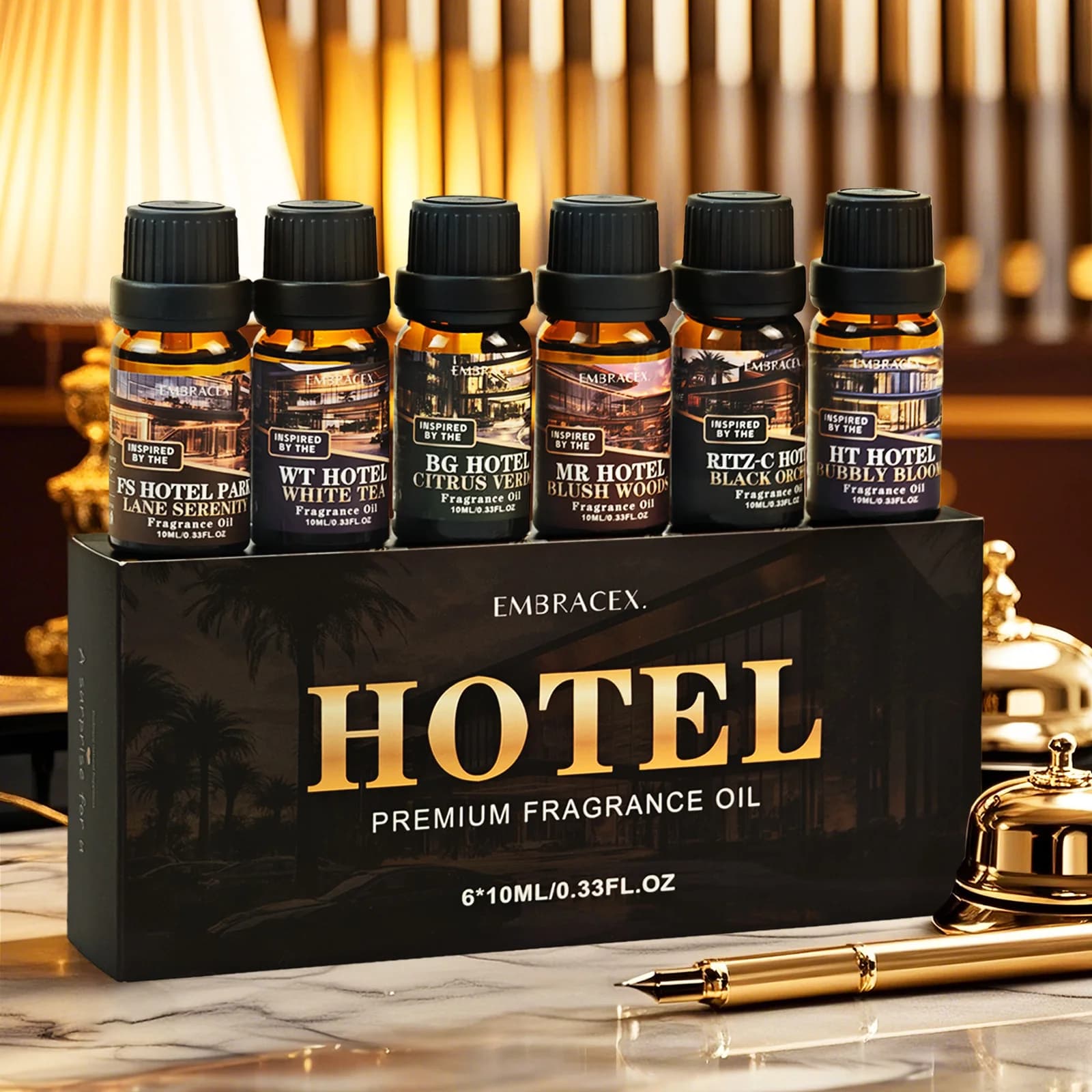 Coffret Cadeau d'Huiles Essentielles pour Hôtels (6 pièces/1 ensemble) – Huiles Essentielles d'Hôtel