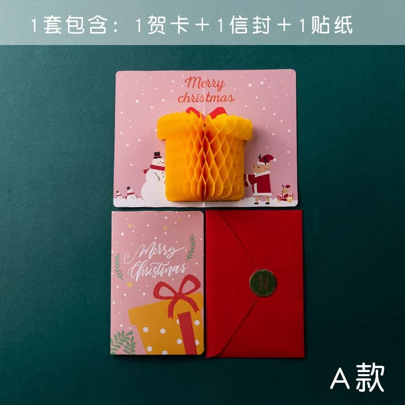 Carte de noël en papier plié 3D, cartes de père noël, cartes de vœux de joyeux noël, carte postale d