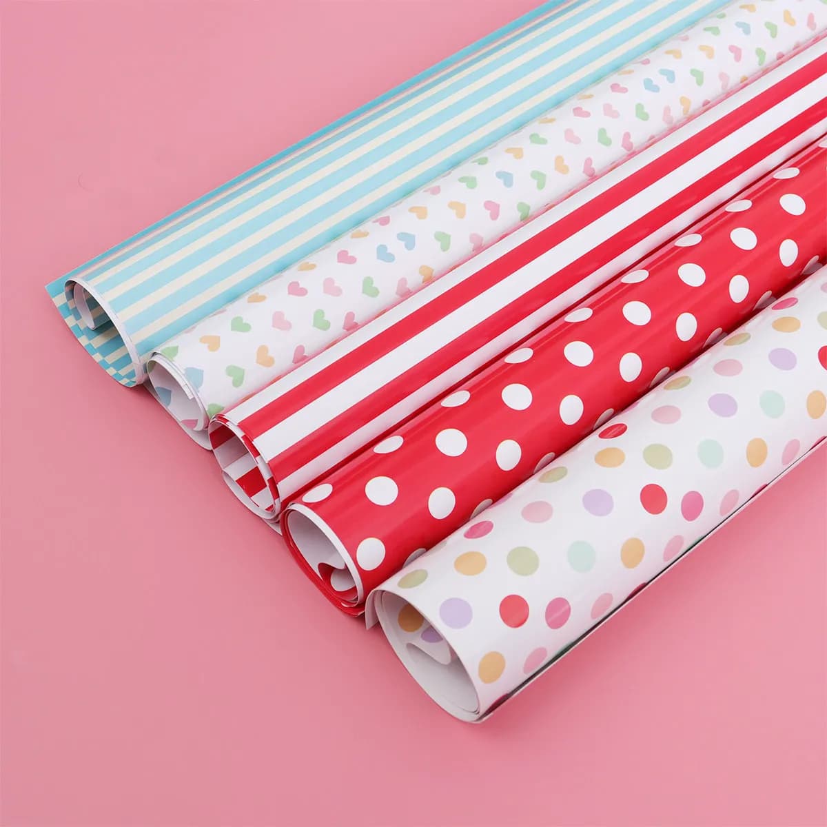 5 feuilles de papier cadeau d'anniversaire imperméable à rayures, papier de qualité supérieure pour 