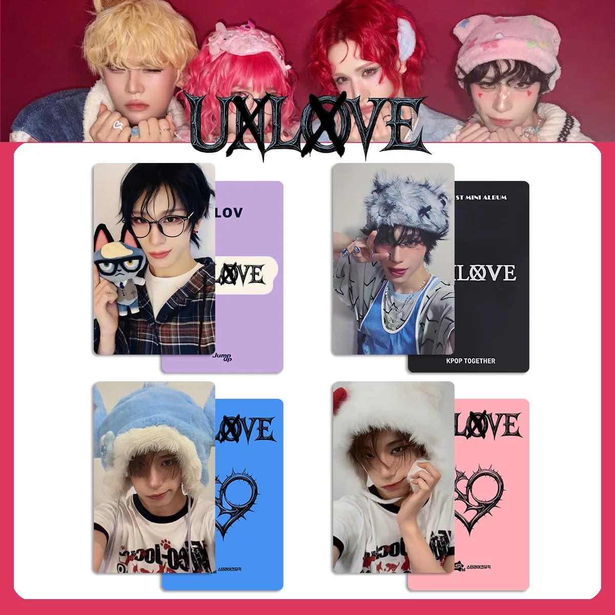 4 pièces/ensemble XLOV Nouvel album UXLXVE Photocards HD RUI HYUN WUMUTI HARU Cartes LOMO brillantes