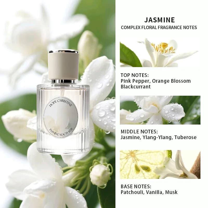 HOPE CHRISTINE Parfum Jasmin pour Femme, Fragrance Florale Blanche Naturelle, EDP Longue Durée, Spra
